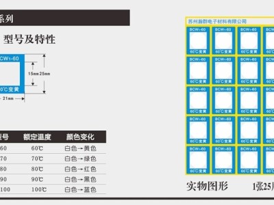 BCW1系列示温片 不可逆型测温贴片 测温贴纸 温度标签